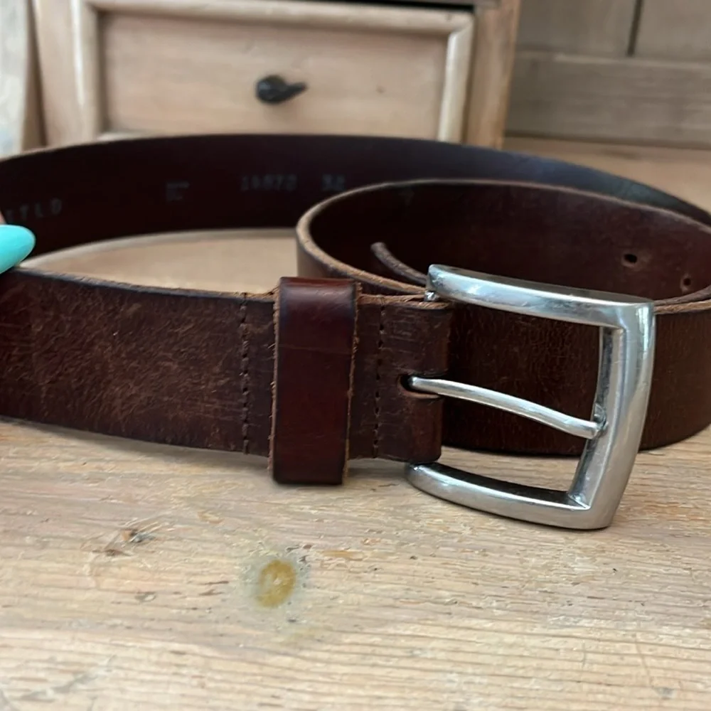 DSTLD Men’s Leather Belt Brown Size 32 Made in USA